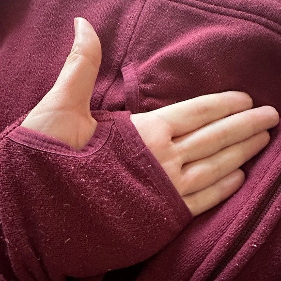 North Face Masonic Fleece Full Zip Hoodie Jacket Size Small Maroon Red Polartec - Picture 7 of 12